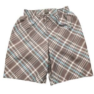 Toddler Boy's Circo Lined Swim Trunks in Brown & Teal Plaid | Size 5T